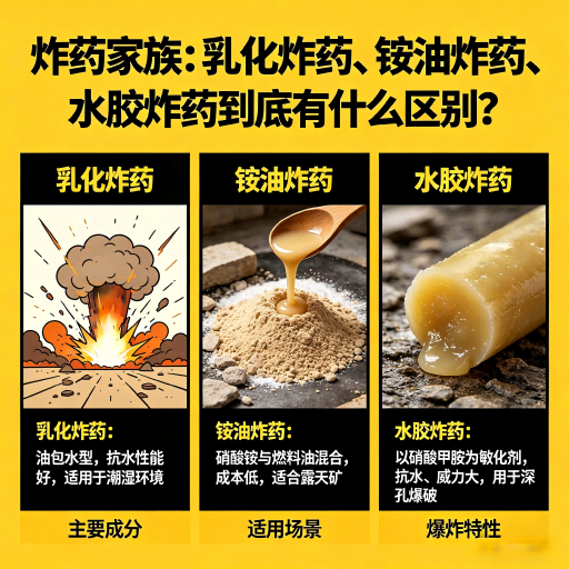 渝中炸药家族：乳化炸药、铵油炸药、水胶炸药到底有什么区别？